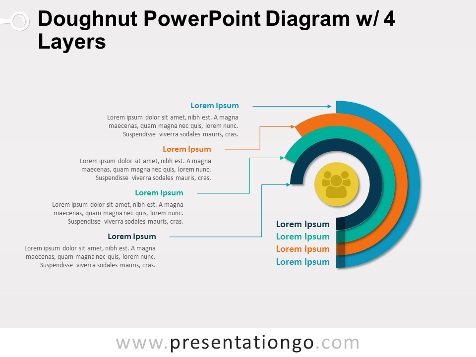 甜甜圈PowerPoint图w / 4层