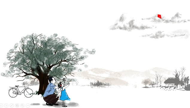 水彩画追忆童年父爱 PPT 动画第 6 页预览