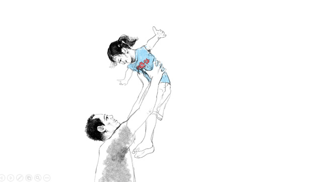 水彩画追忆童年父爱 PPT 动画第 8 页预览
