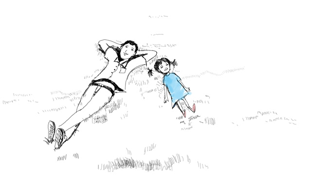 水彩画追忆童年父爱 PPT 动画第 10 页预览