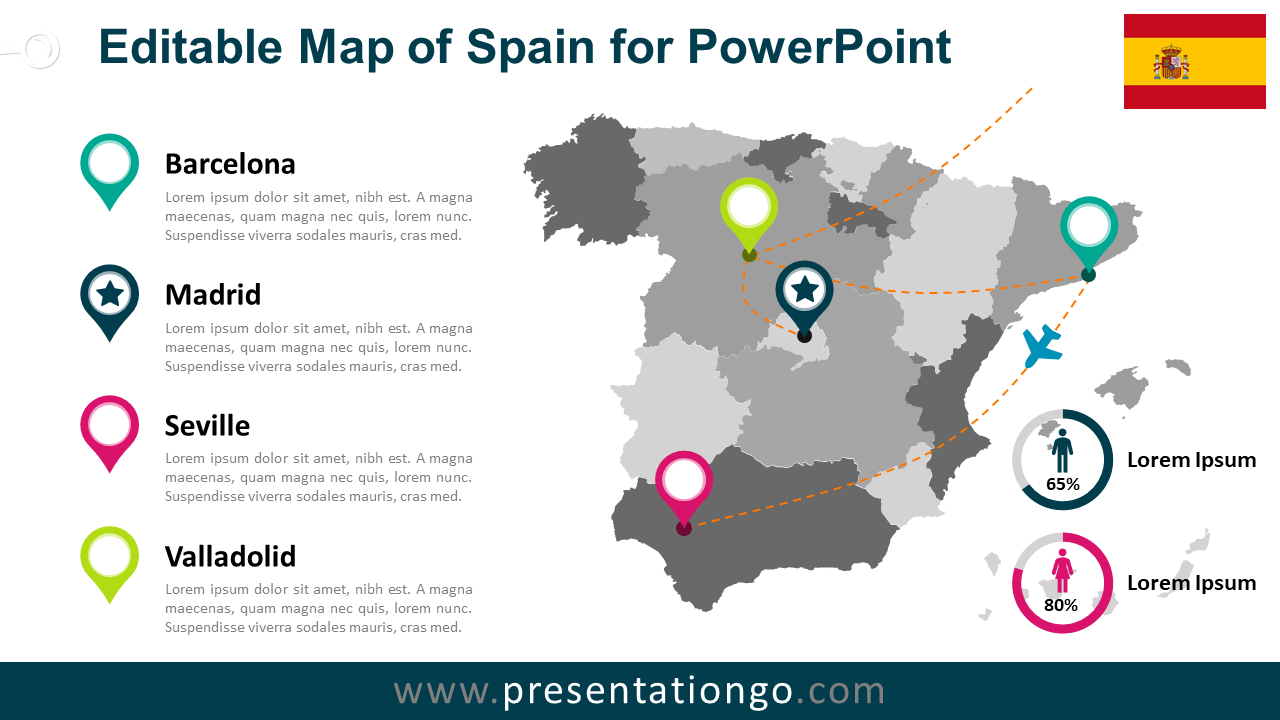 西班牙PowerPoint的地图