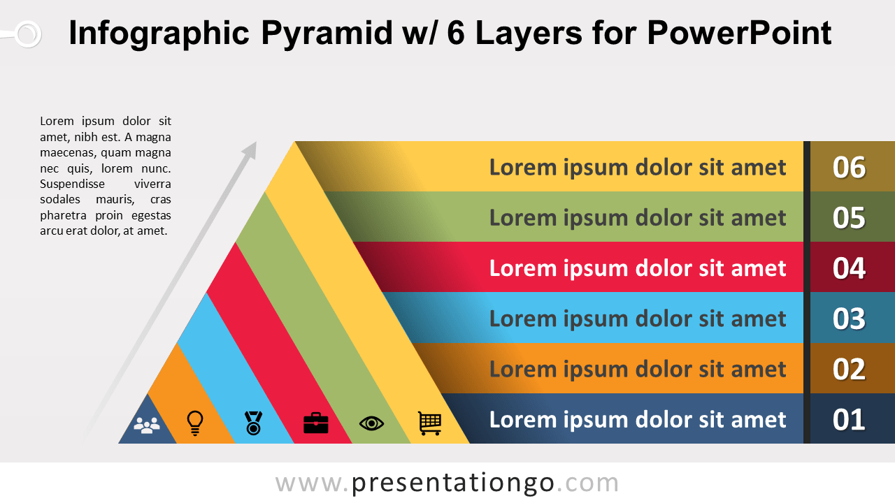 信息图表金字塔PowerPoint的6层