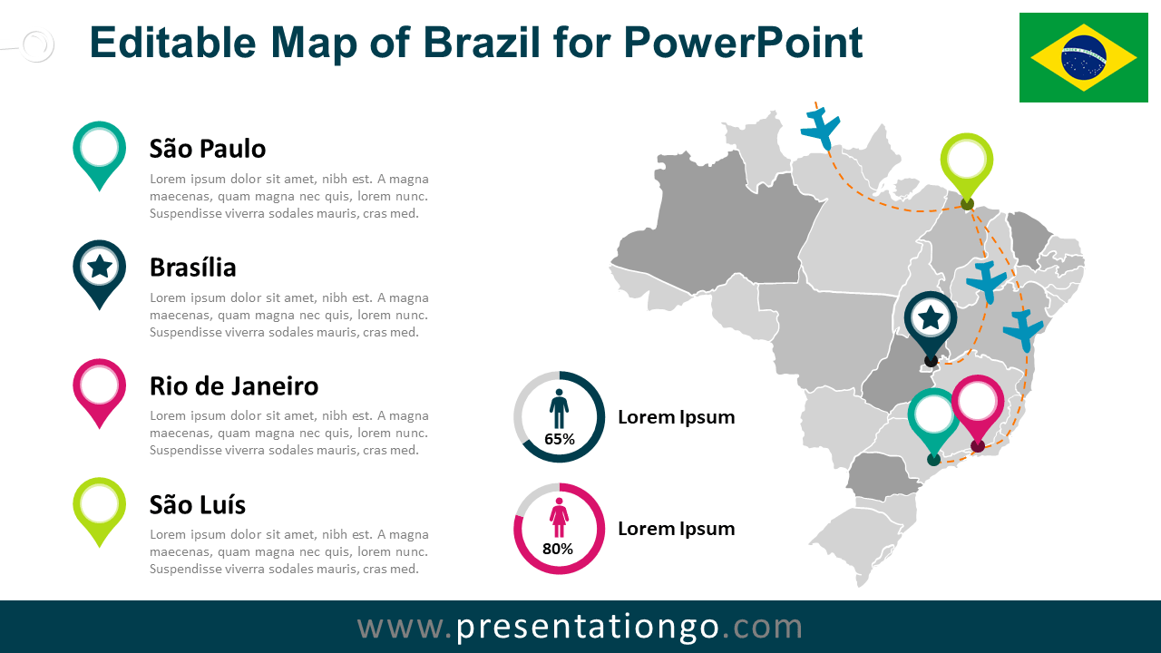 巴西PowerPoint的地图