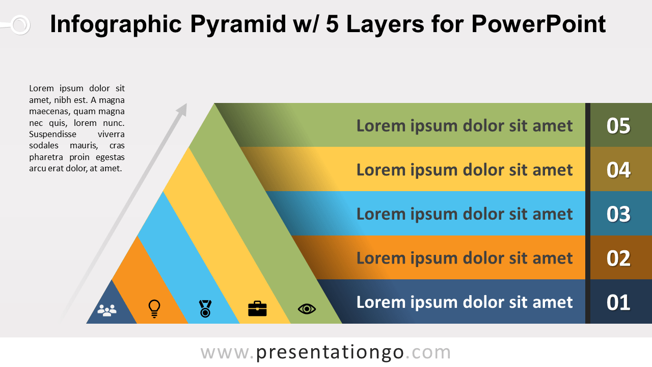 信息图表金字塔PowerPoint的5层