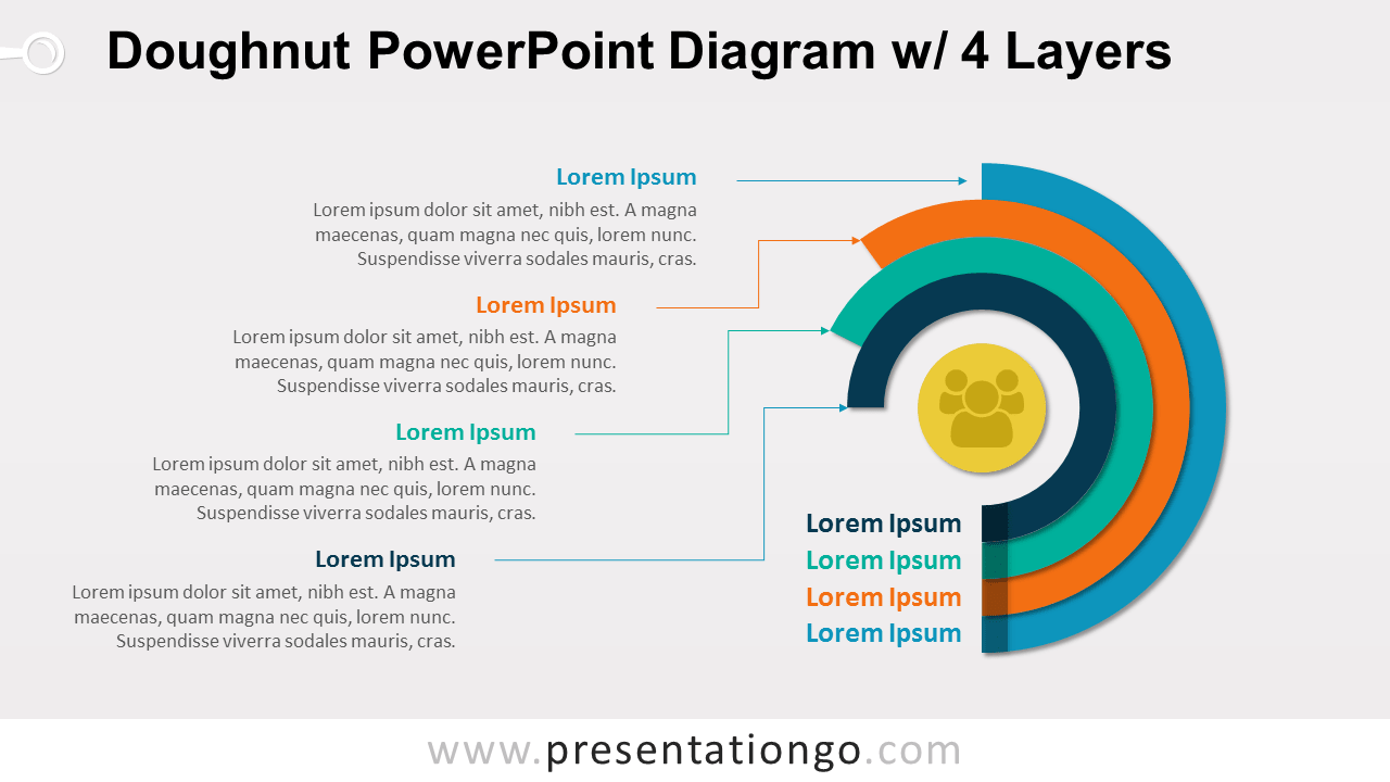 甜甜圈PowerPoint图w / 4层