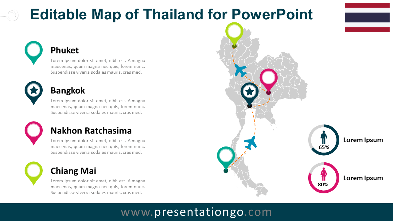 泰国PowerPoint的地图