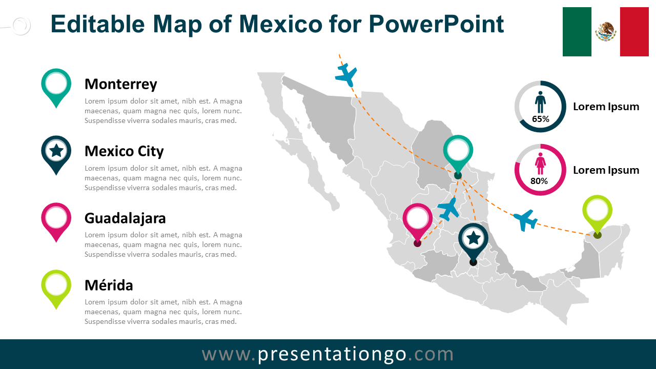 墨西哥PowerPoint的地图